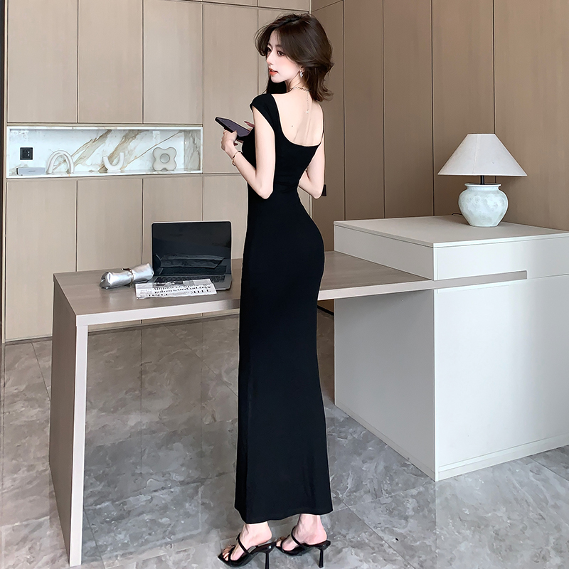 2025 Summer Off-Shoulder Two-Way Short Sleeve Bodycon Long Dress - Image 5