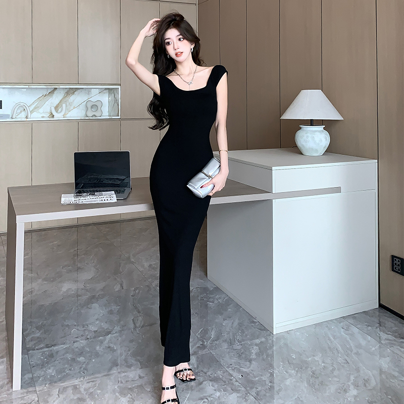 2025 Summer Off-Shoulder Two-Way Short Sleeve Bodycon Long Dress - Image 3