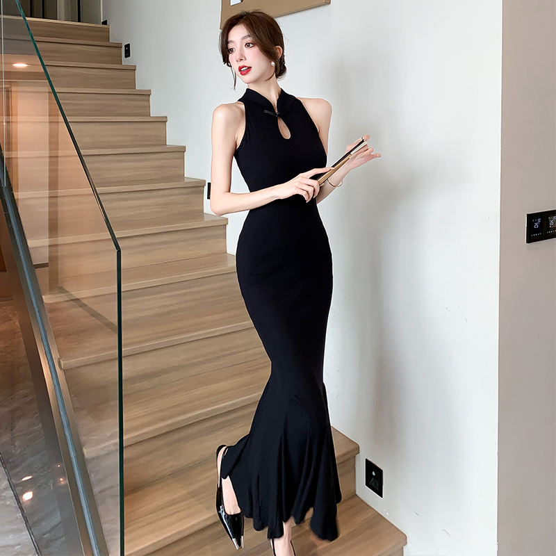 2025 New Chinese Style Qipao Button Slimming Fishtail Dress - Image 5