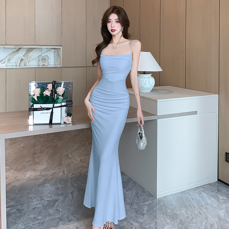 2025 New Mermaid Cami Dress Women High-End Elegant Birthday Evening Long Dress - Image 3