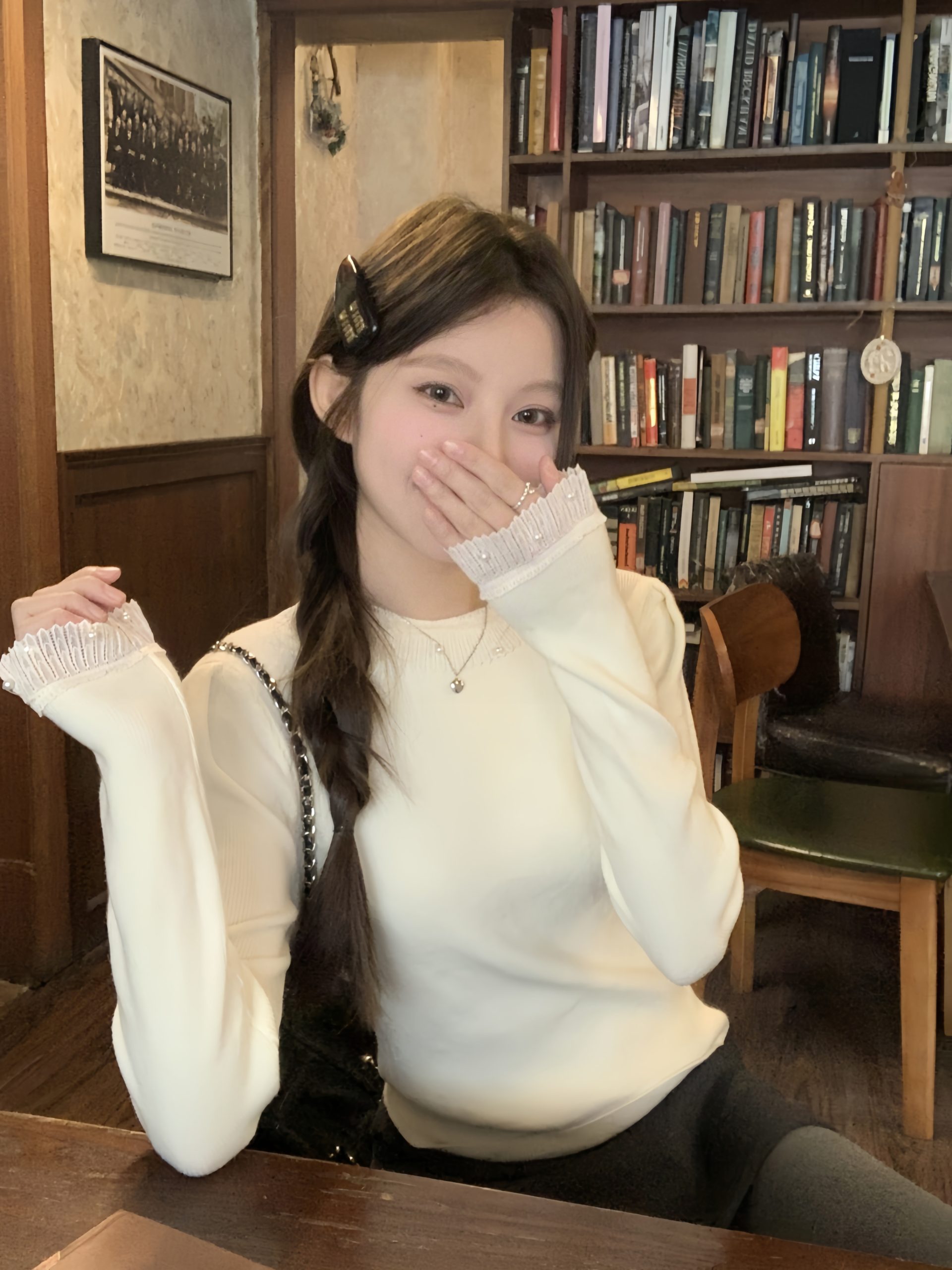 Women Lace Beaded Knit Sweater 2025 Fall Long Sleeve Pullover Slim Fit Top - Image 3