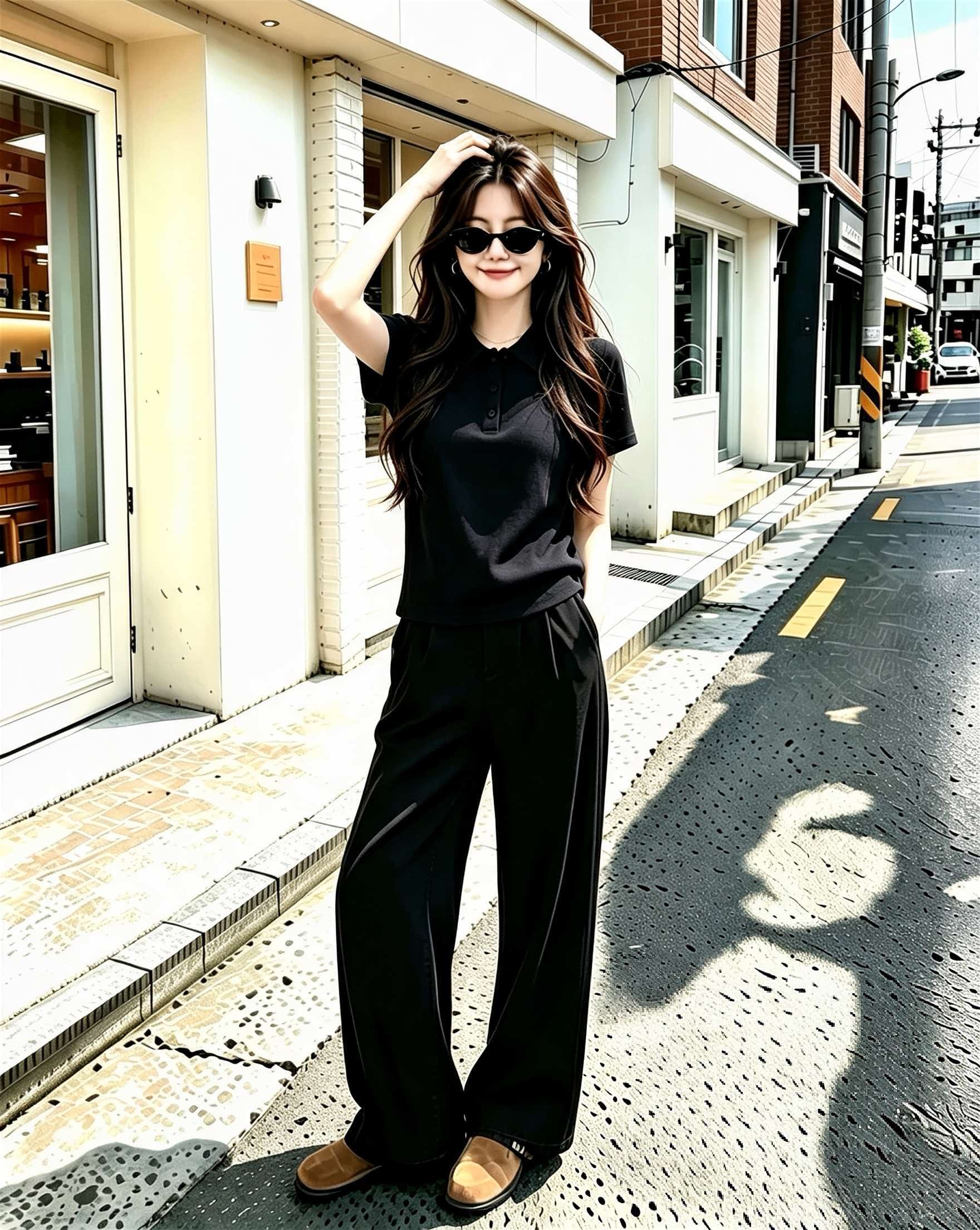 Black Polo Collar Slim Fit Short Sleeve T-Shirt for Women 2026 Summer Korean Minimalist Top - Image 4
