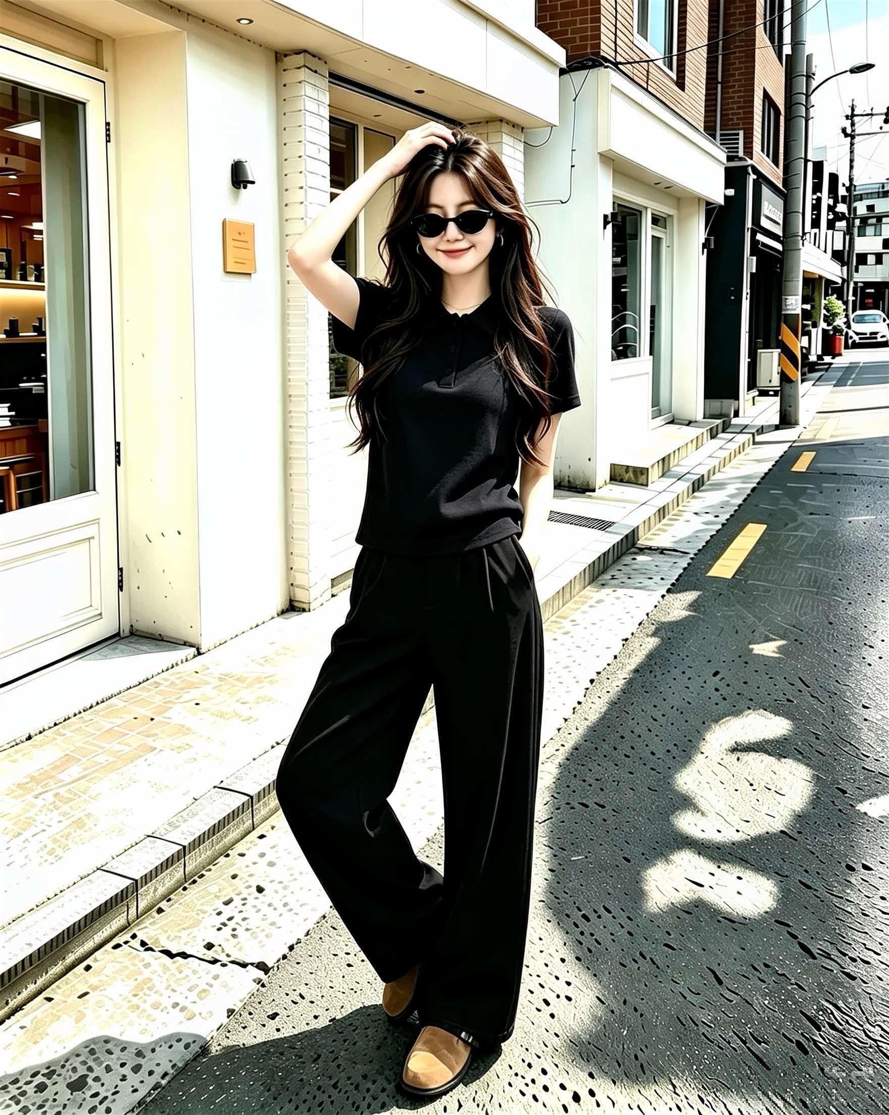 Black Polo Collar Slim Fit Short Sleeve T-Shirt for Women 2026 Summer Korean Minimalist Top - Image 3