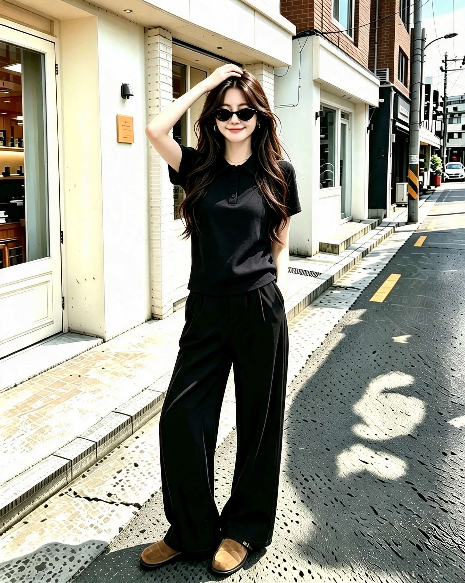 Black Polo Collar Slim Fit Short Sleeve T-Shirt for Women 2026 Summer Korean Minimalist Top - Image 2
