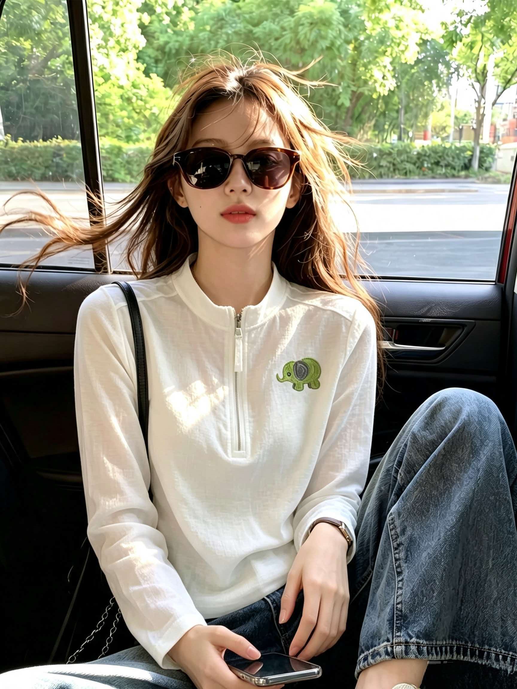 White Elephant Print Long Sleeve T-Shirt for Women 2026 Early Autumn New Chic Top - Image 2