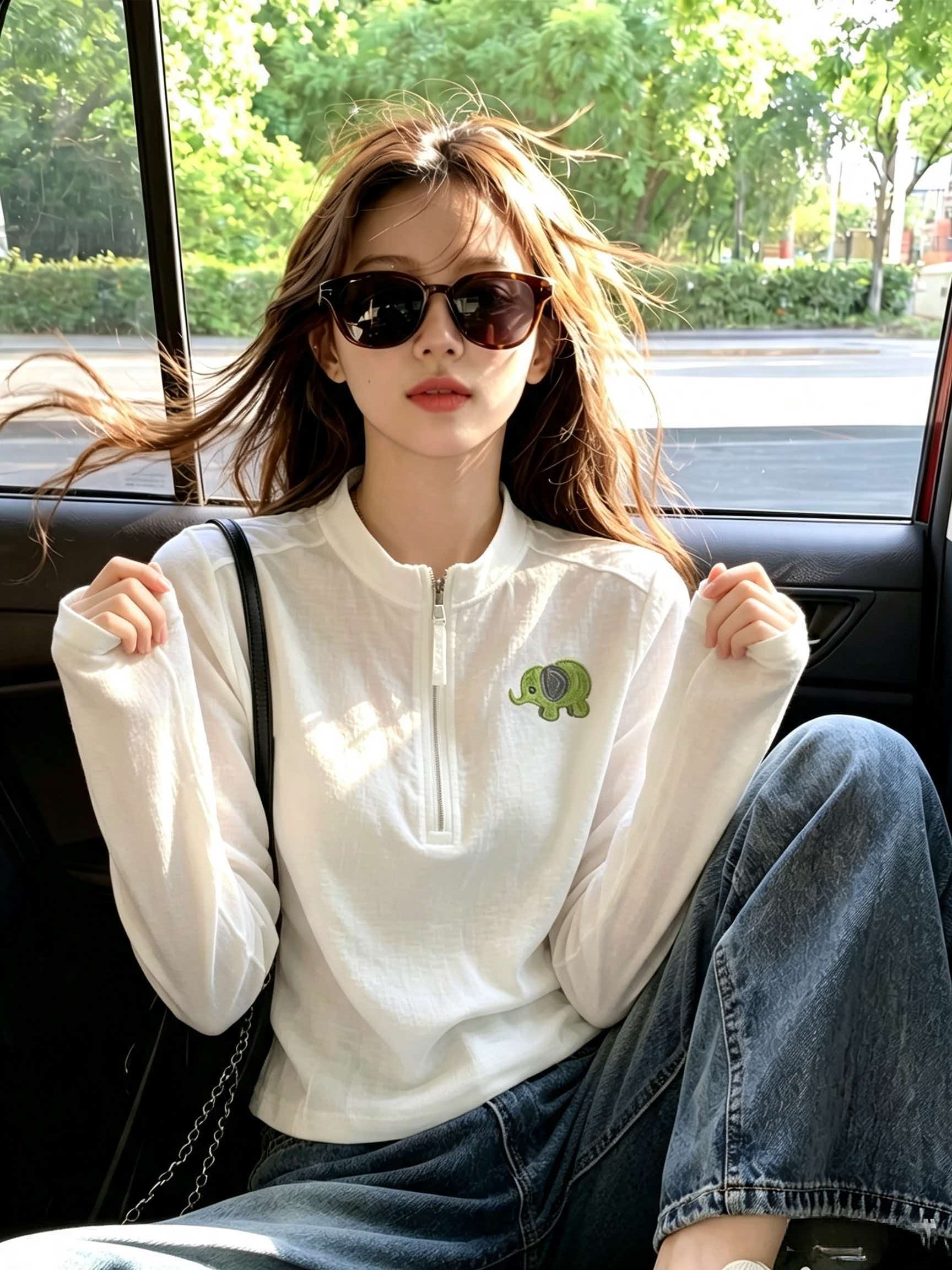 White Elephant Print Long Sleeve T-Shirt for Women 2026 Early Autumn New Chic Top - Image 4