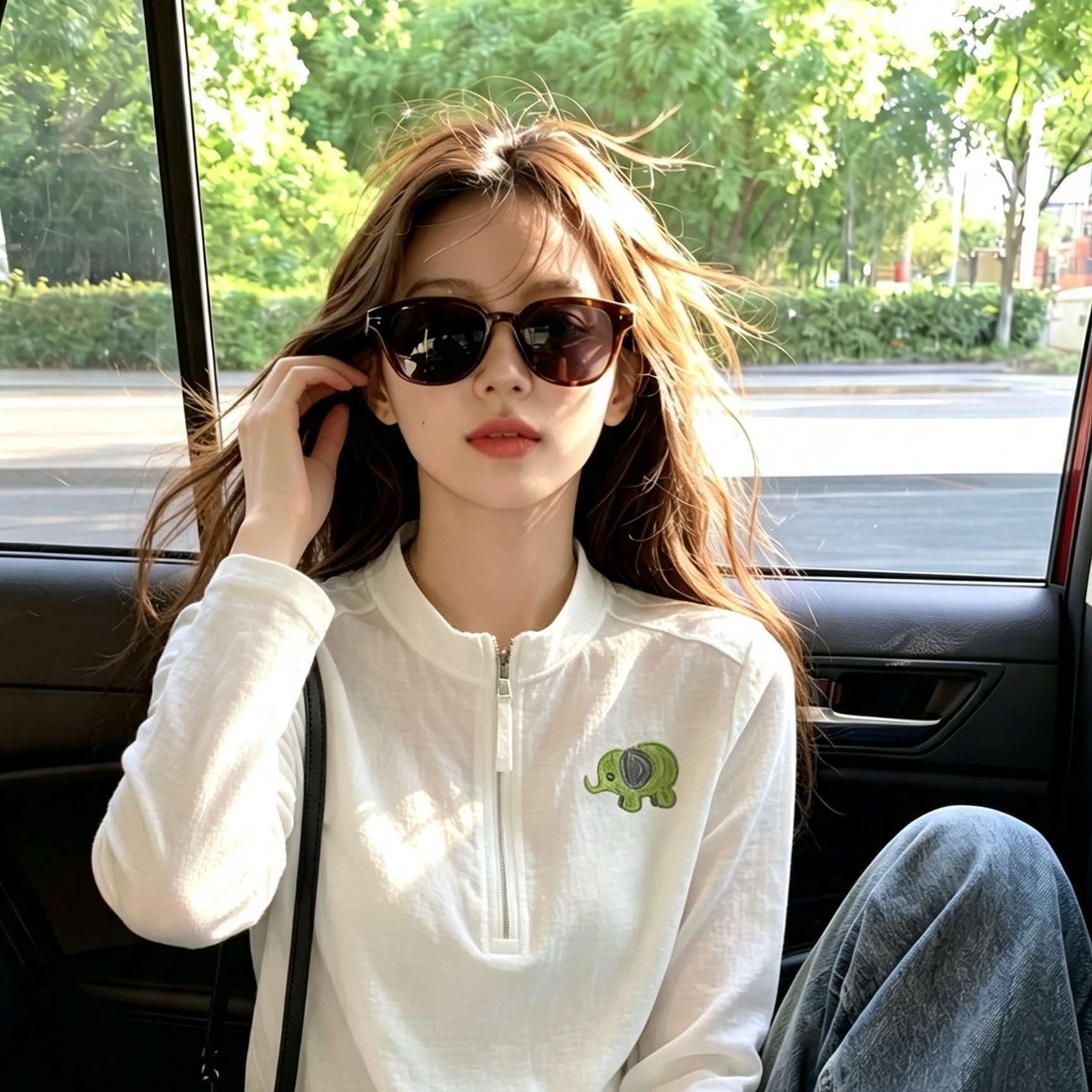 White Elephant Print Long Sleeve T-Shirt for Women 2026 Early Autumn New Chic Top - Image 5