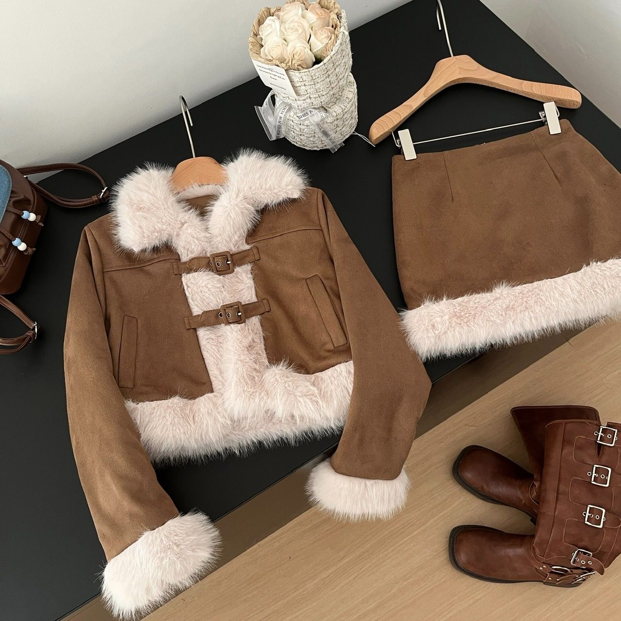 Women's Winter Two-Piece Skirt Set Korean Style Light Mature Quilted - Image 3