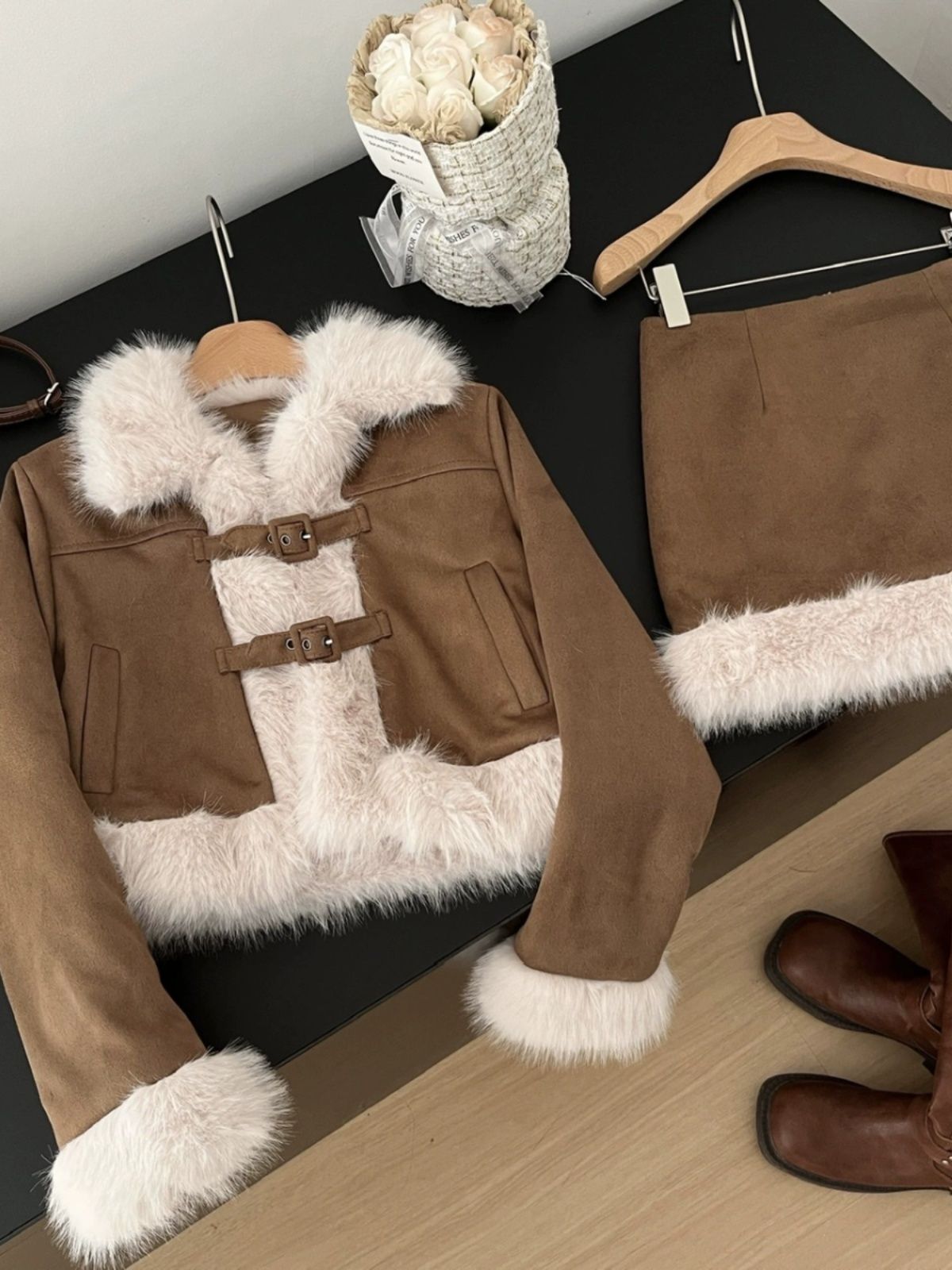 Women's Winter Two-Piece Skirt Set Korean Style Light Mature Quilted - Image 4
