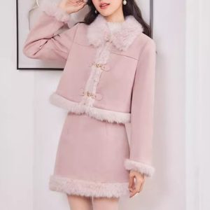 2026 Autumn Winter French Sweet Two-Piece Skirt Set