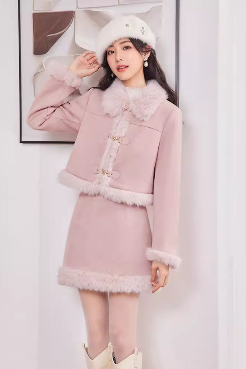 2026 Autumn Winter French Sweet Two-Piece Skirt Set