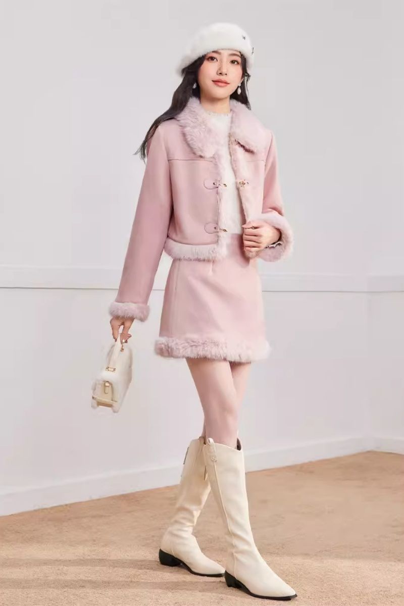 2026 Autumn Winter French Sweet Two-Piece Skirt Set - Image 2