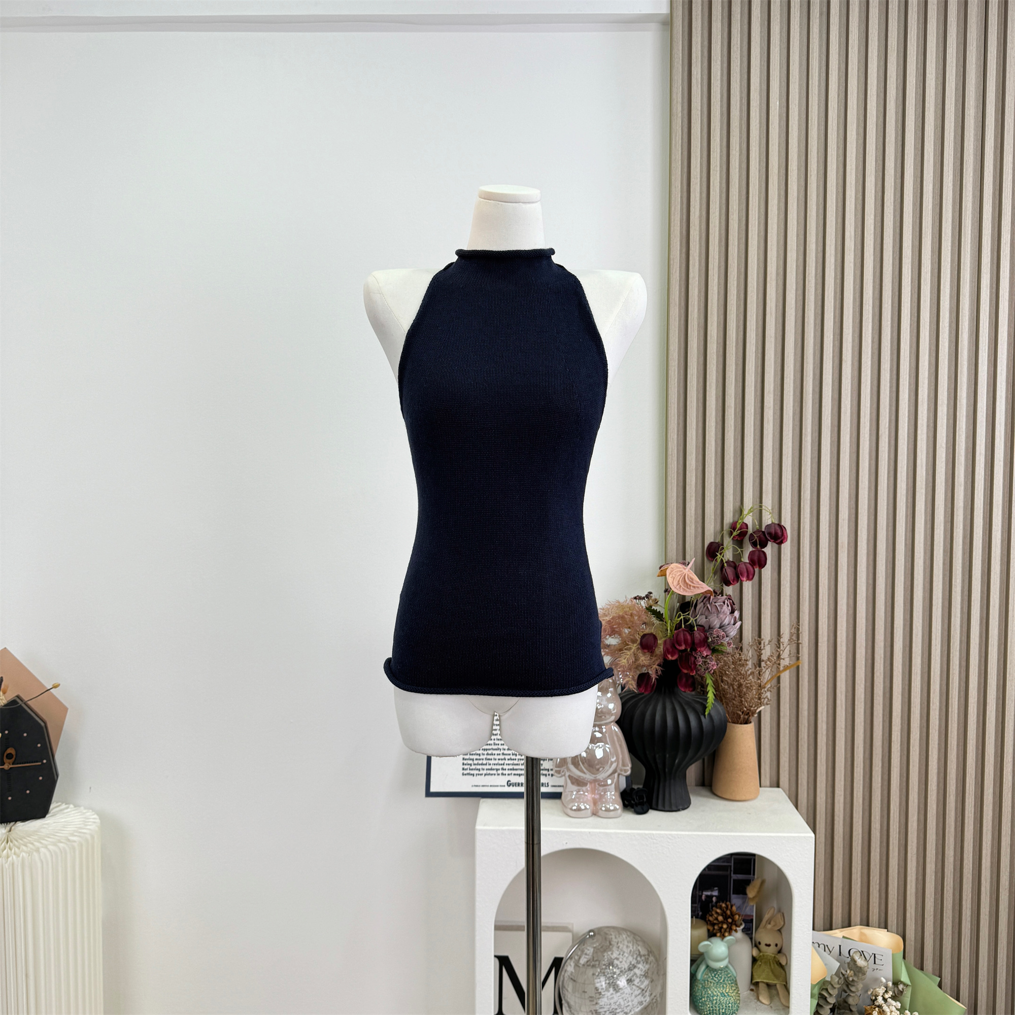 SUNONEONE Women's Slim Fit Open Back Knit Halter Cami Top