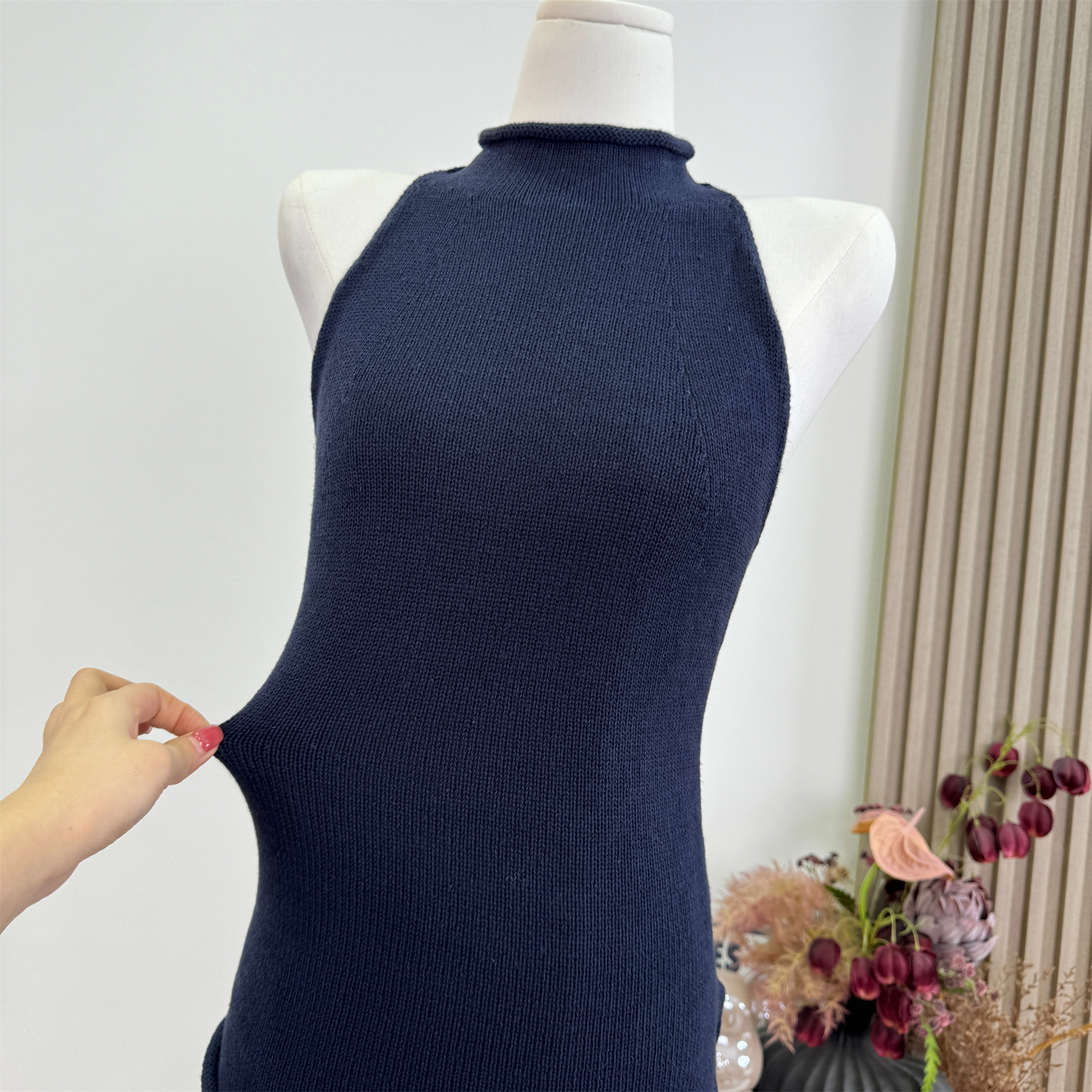 SUNONEONE Women's Slim Fit Open Back Knit Halter Cami Top - Image 3