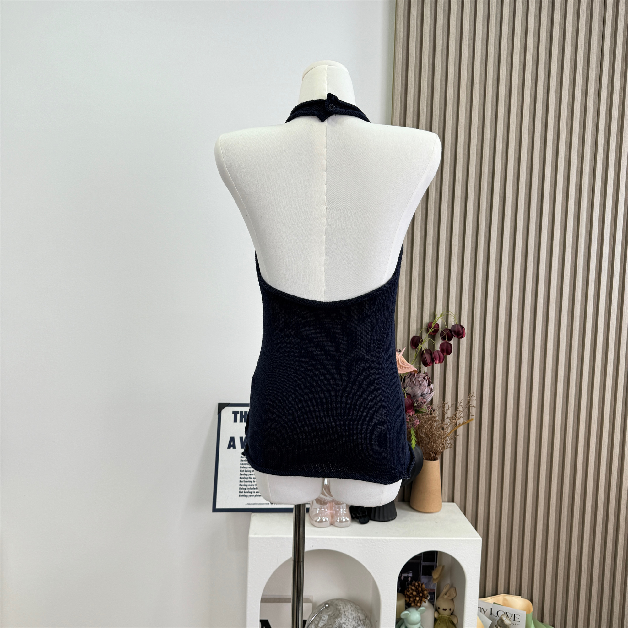 SUNONEONE Women's Slim Fit Open Back Knit Halter Cami Top - Image 4