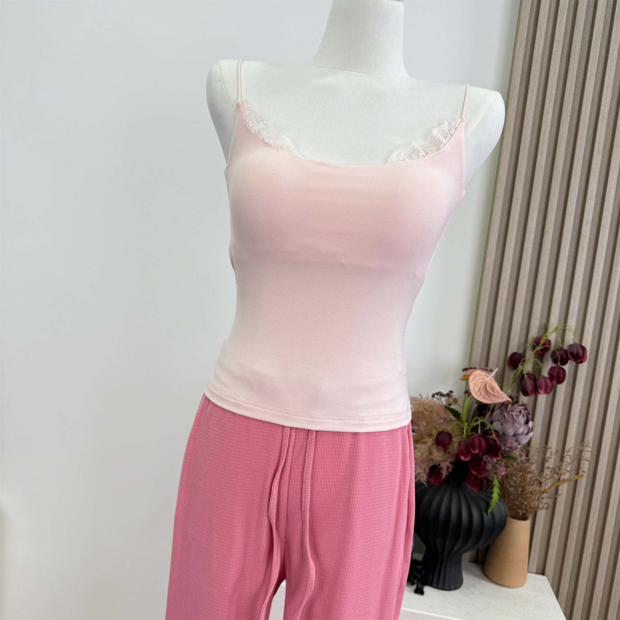 Pink Camisole and Mid Sleeve Cardigan Set - Image 4