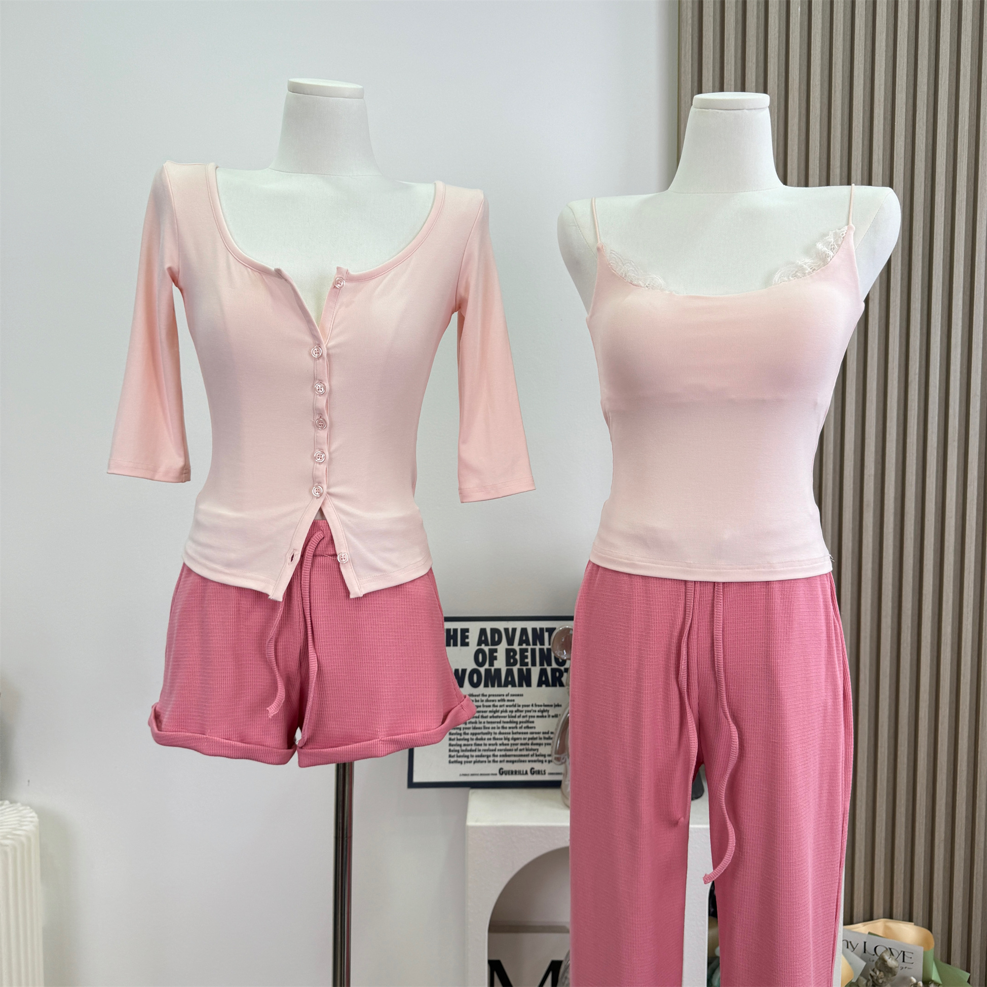 Pink Camisole and Mid Sleeve Cardigan Set - Image 5